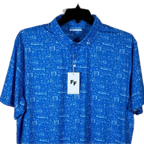 Fore Fathers Performance Polo XXL Blue Soft Breathable Fabric Chemical Print - Picture 3 of 12